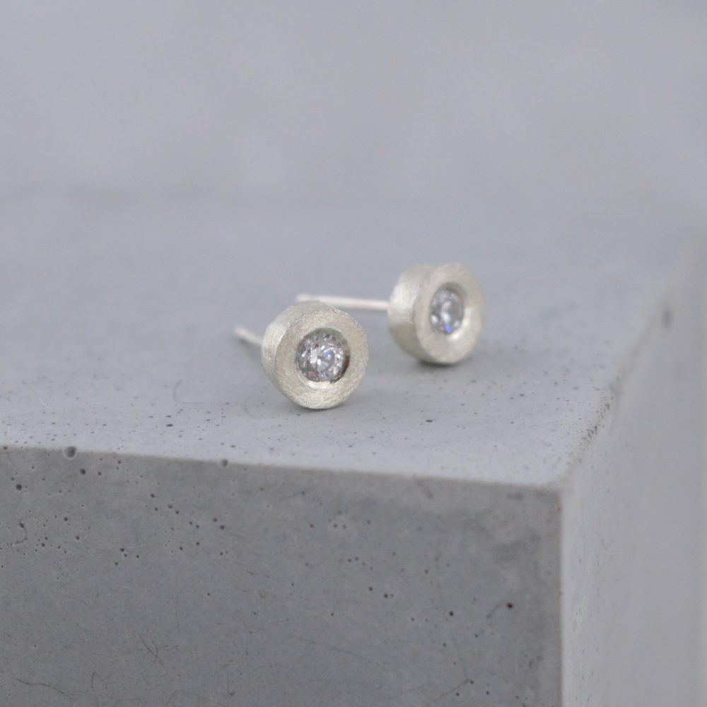 Silver & Diamond Stud Earrings - Image 2